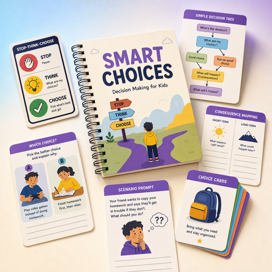 DoodleMunch Decision Making for Kids workbook and choice cards