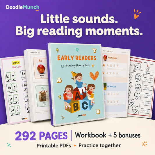 Phonics reading bundle: 193-page workbook plus five bonuses, 292 printable pages