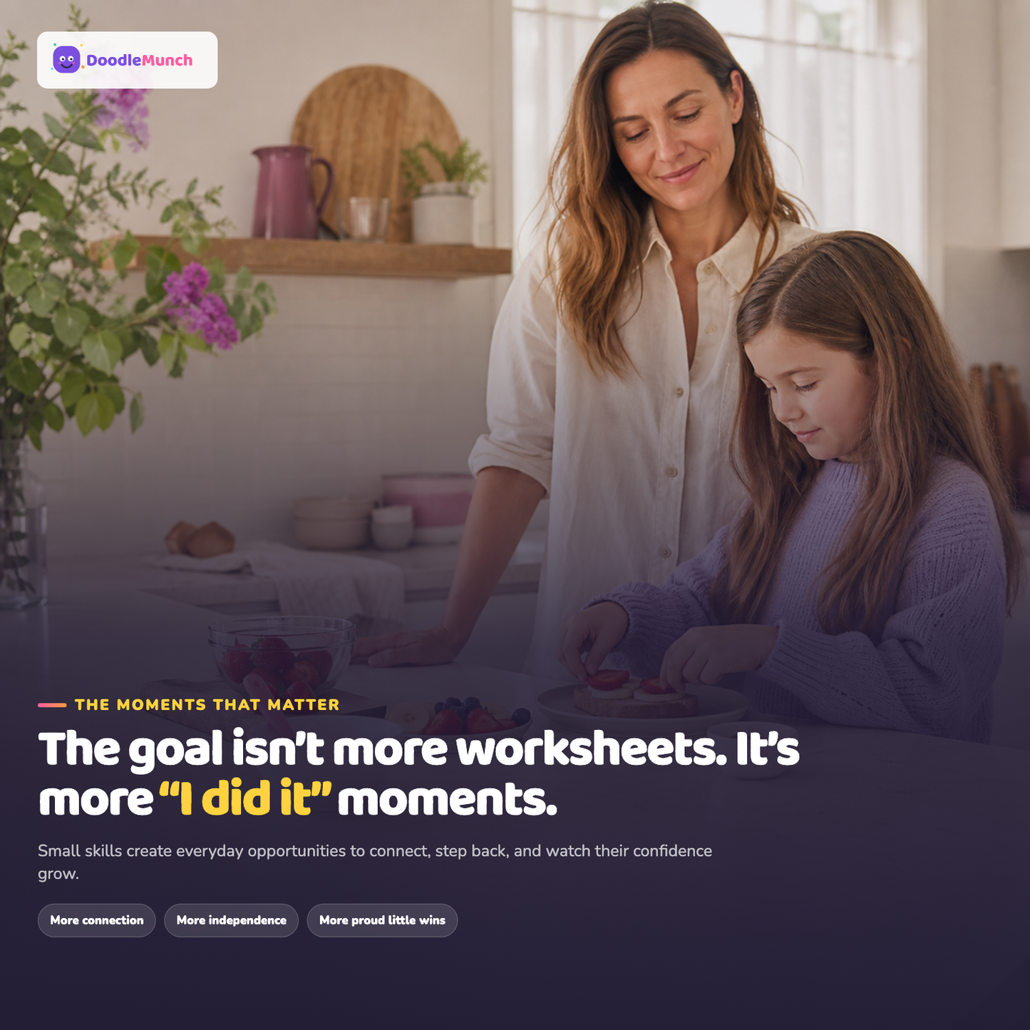 Parent and child connection behind everyday DoodleMunch life skills practice