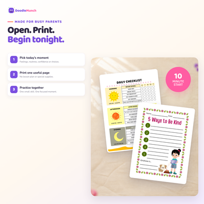 Three simple steps to use one DoodleMunch printable activity tonight