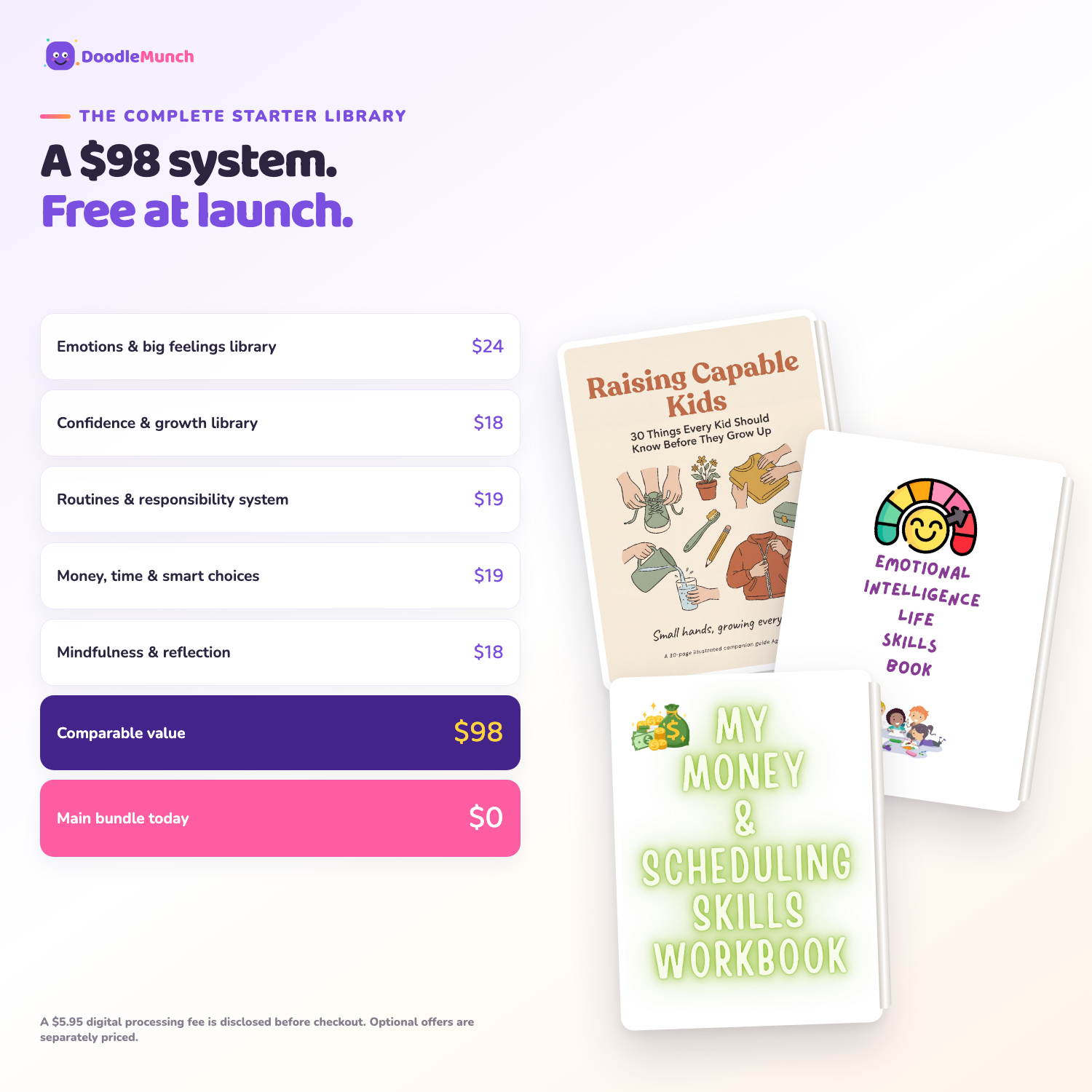 DoodleMunch life skills bundle comparable value breakdown