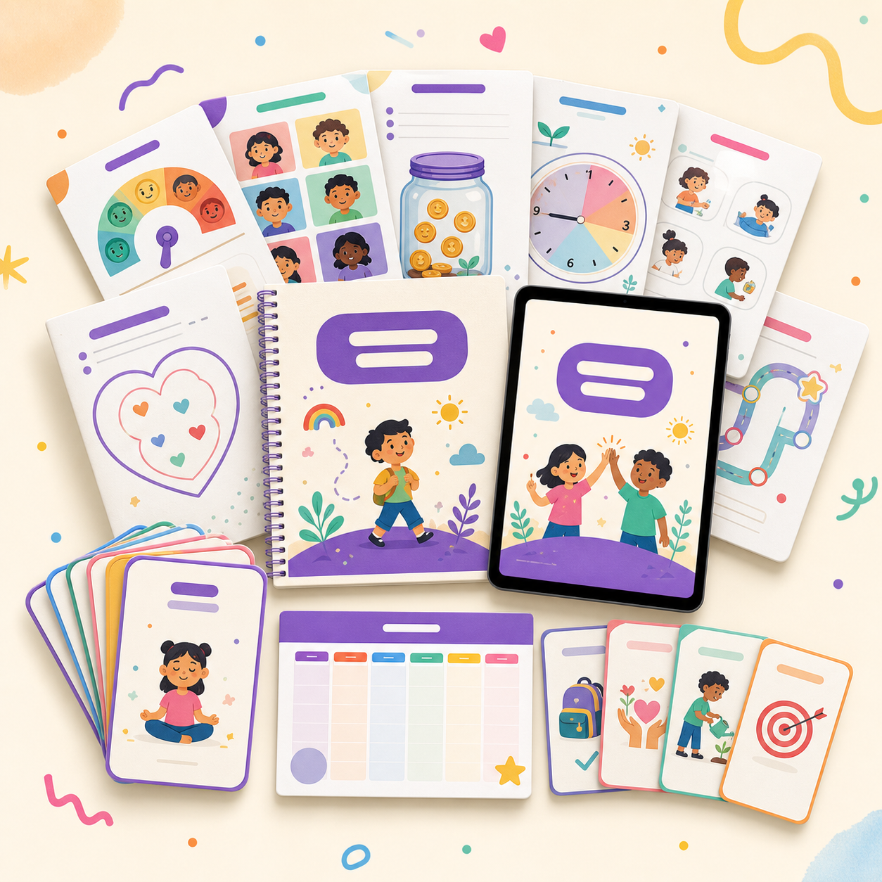 DoodleMunch printable life skills bundle with activities, cards and planners